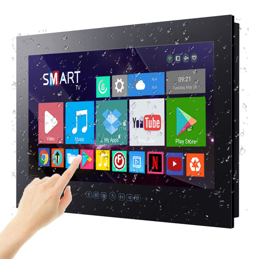 (Non-Mirror)Leotachi Smart Waterproof Outdoor TV Touch Screen with Android 11.0 System, 8G+64GB,  Brightness 500 with Built-in HDTV Tuner,Wi-Fi(LEHGO Series)