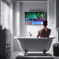 4K Ultra HD 32-inch High-end Bathroom Mirror TV IP66 Waterproof Android TV Supports Voice Remote Control Google Assistant, Built-in ATSC Tuner, HDMI (ARC), SPDIF (LEOSMDKR-32)