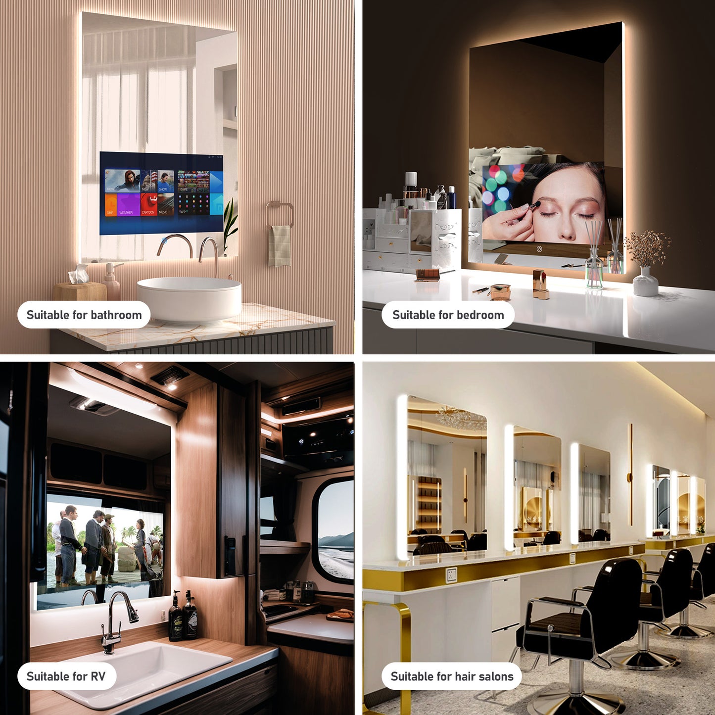 (Sale)32 x 24 inch Smart Bathroom Vanity Waterproof Mirror Build in 21.5 inch Touch Screen TV with Adjustable 3 Color Led Lighted /Bluetooth /Weather Forecast/Health Monitoring/Watch Streaming(LEOSMJMG-800)