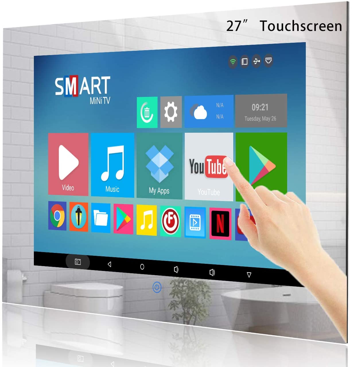 Espejo de baño TV de 27 pulgadas con pantalla táctil IP66 Impermeable –  leotachi