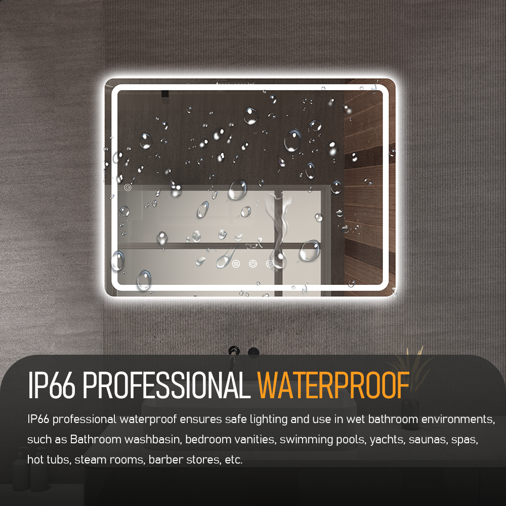 24×32 Inch Smart Vanity Bathroom Mirror with 15.6" Waterproof Touchscreen TV