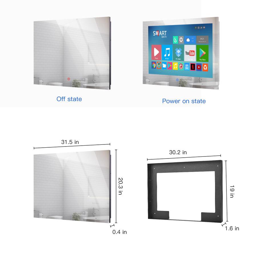 Bathroom Mirror TV with Smart Touch Screen, 32 Inch , IP66 Waterproof Small Android 11.0 Television for Shower Built-in ATSC Tuner Wi-Fi Bluetooth(LEHG320BM-M) - leotachi