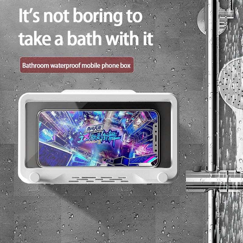 Bathroom waterproof mobile phone box without punching stand for bathing and watching TV toilet kitchen bathroom waterproof box - leotachi