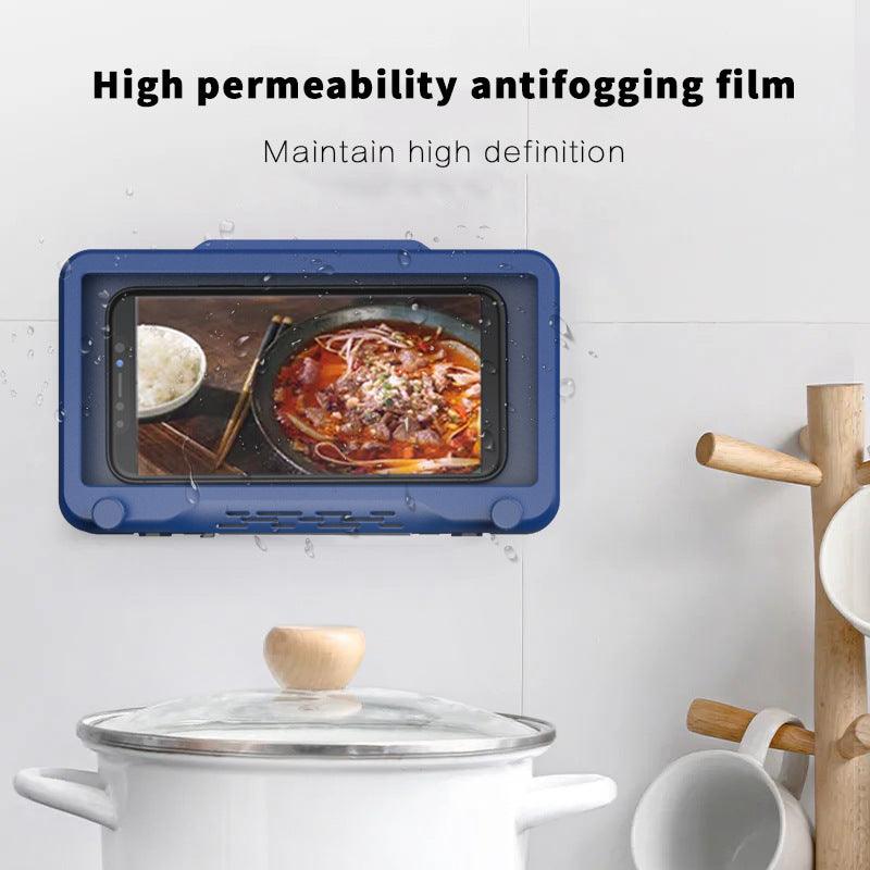 Bathroom waterproof mobile phone box without punching stand for bathing and watching TV toilet kitchen bathroom waterproof box - leotachi