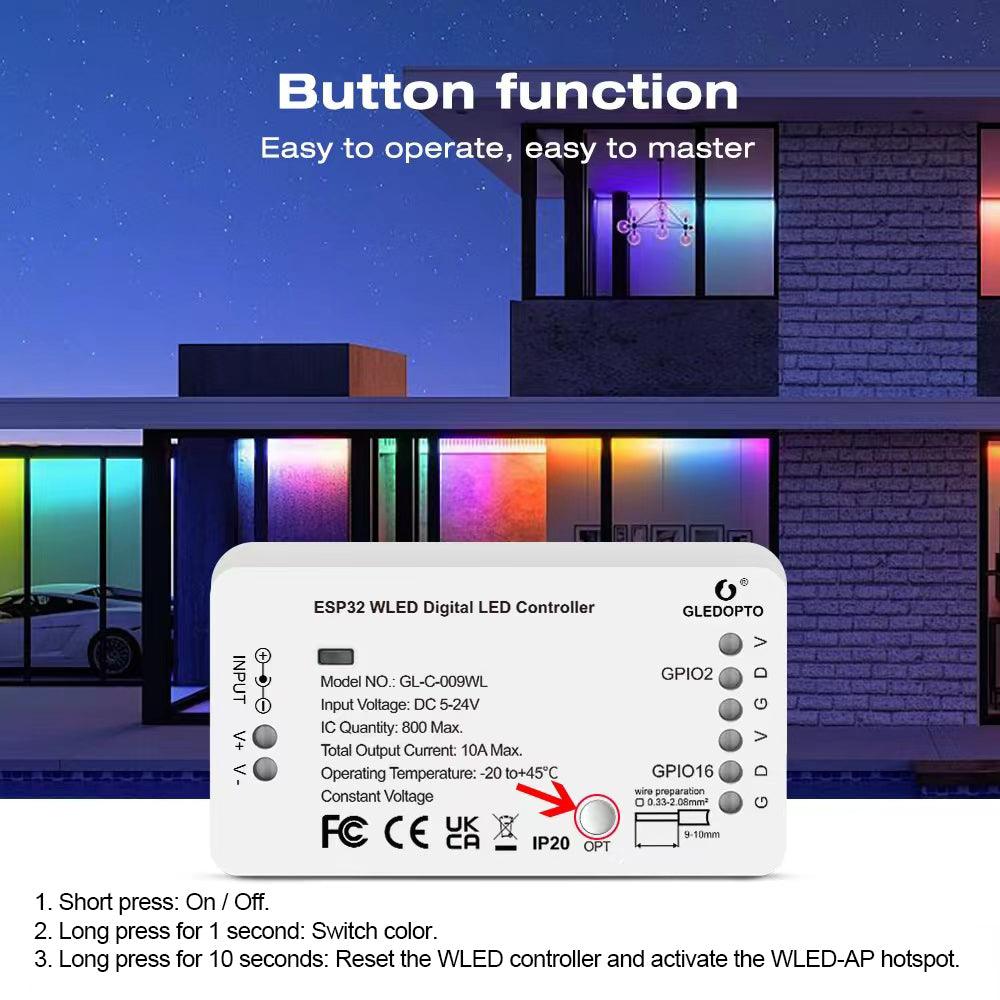 ESP32 WLED LED Controller With DIY Dynamic Modes For WS2811 WS2812 SK6812 TM1814 WS2813 WS2815 Strip Lights - leotachi
