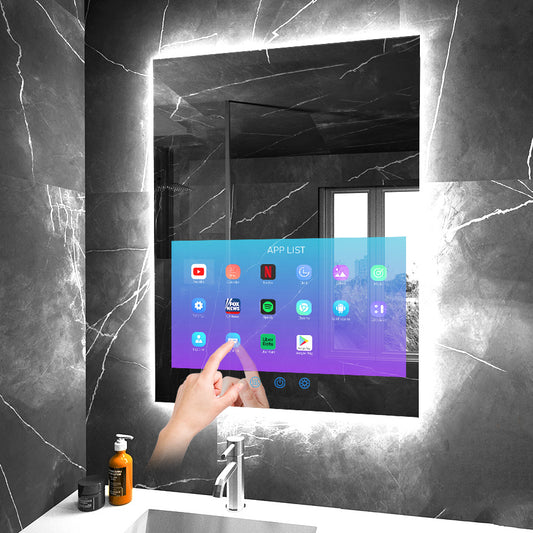 (Sale)32 x 24 inch Smart Bathroom Vanity Waterproof Mirror Build in 21.5 inch Touch Screen TV with Adjustable 3 Color Led Lighted /Bluetooth /Weather Forecast/Health Monitoring/Watch Streaming(LEOSMJMG-800)