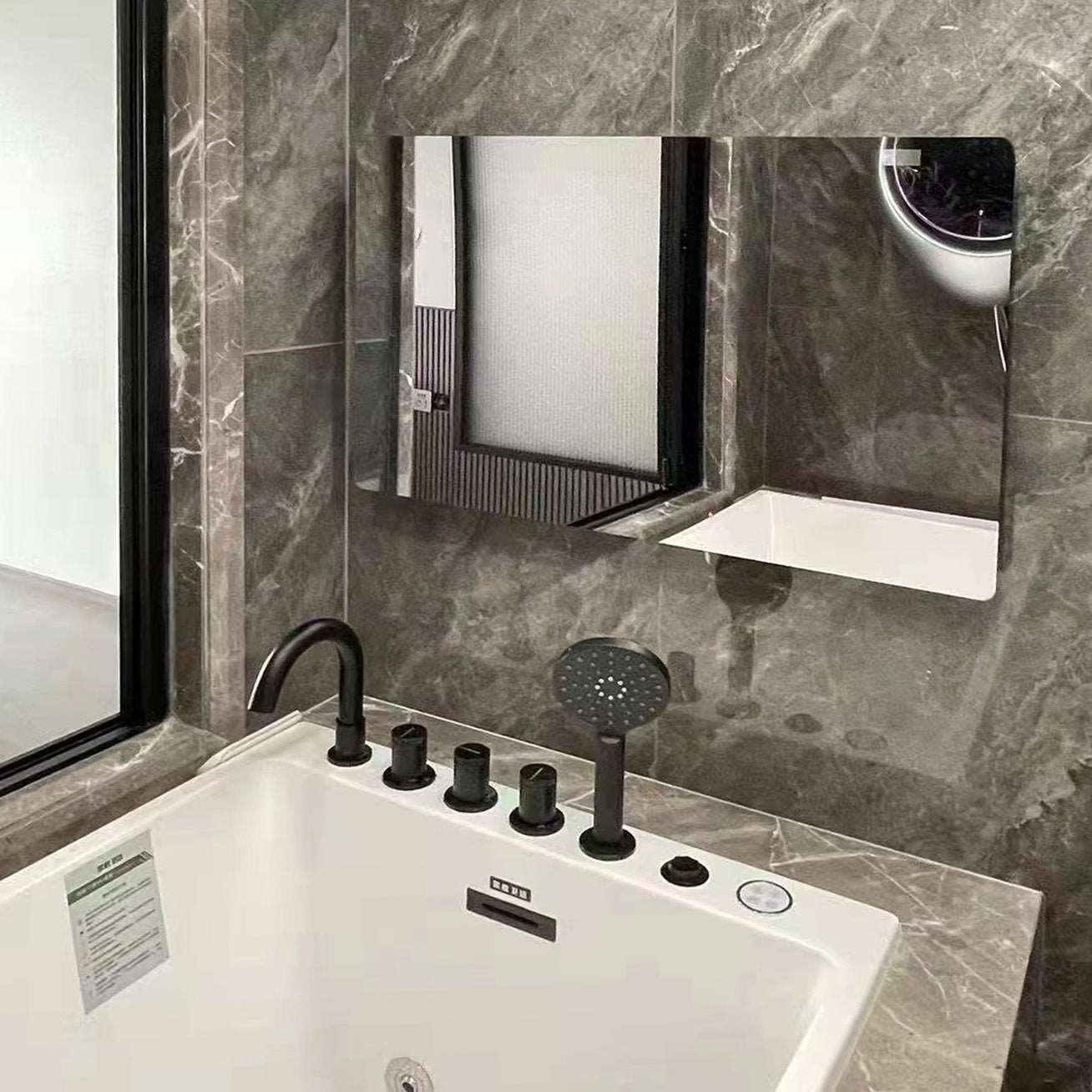 Leotachi 21.5 inch Smart Touch Screen Mirror IP66 Waterproof TV for Bathroom Shower - Support 360° Rotation, 500 nits High Brightness Full HD 1080P(LEOSMJMG-215-R) - leotachi