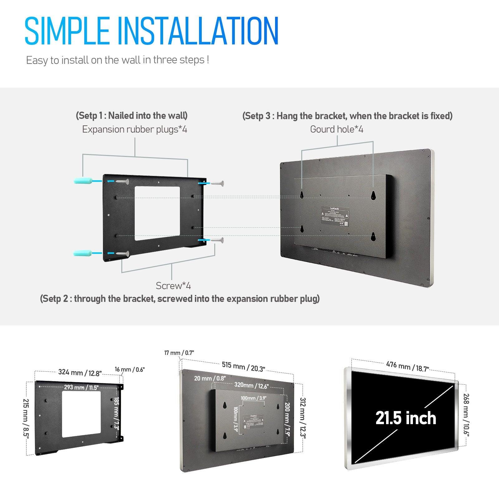 (Almost New)Touch Screen Mirror IP66 Waterproof 21.5 inch TV for Bathroom Shower - Support 360° Rotation, 500 nits High Brightness1080P LED Built-in Android 11.0( LEOSMJMG-215) - leotachi