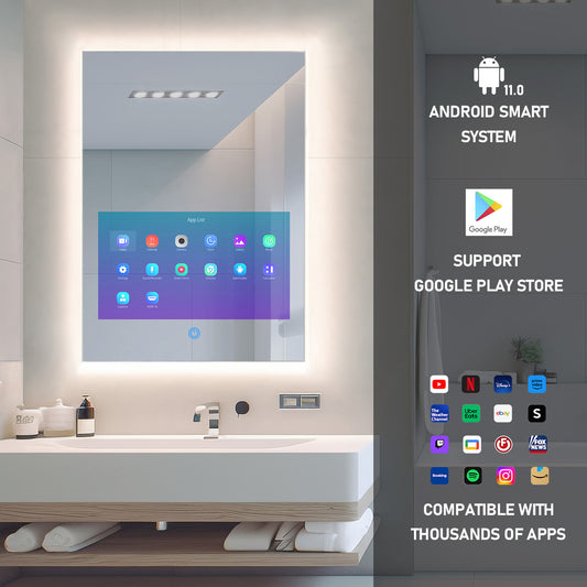 32x24 inch Smart Bathroom Mirror TV, 21.5" Touchscreen (LEOSMJMG-800)